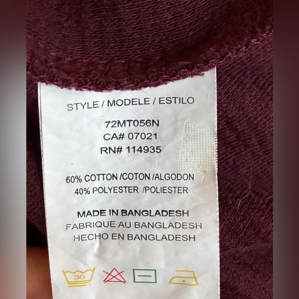 Hedge Men's Pullover Maroon Long Sleeve Shirt Size - Picture 6 of 9
